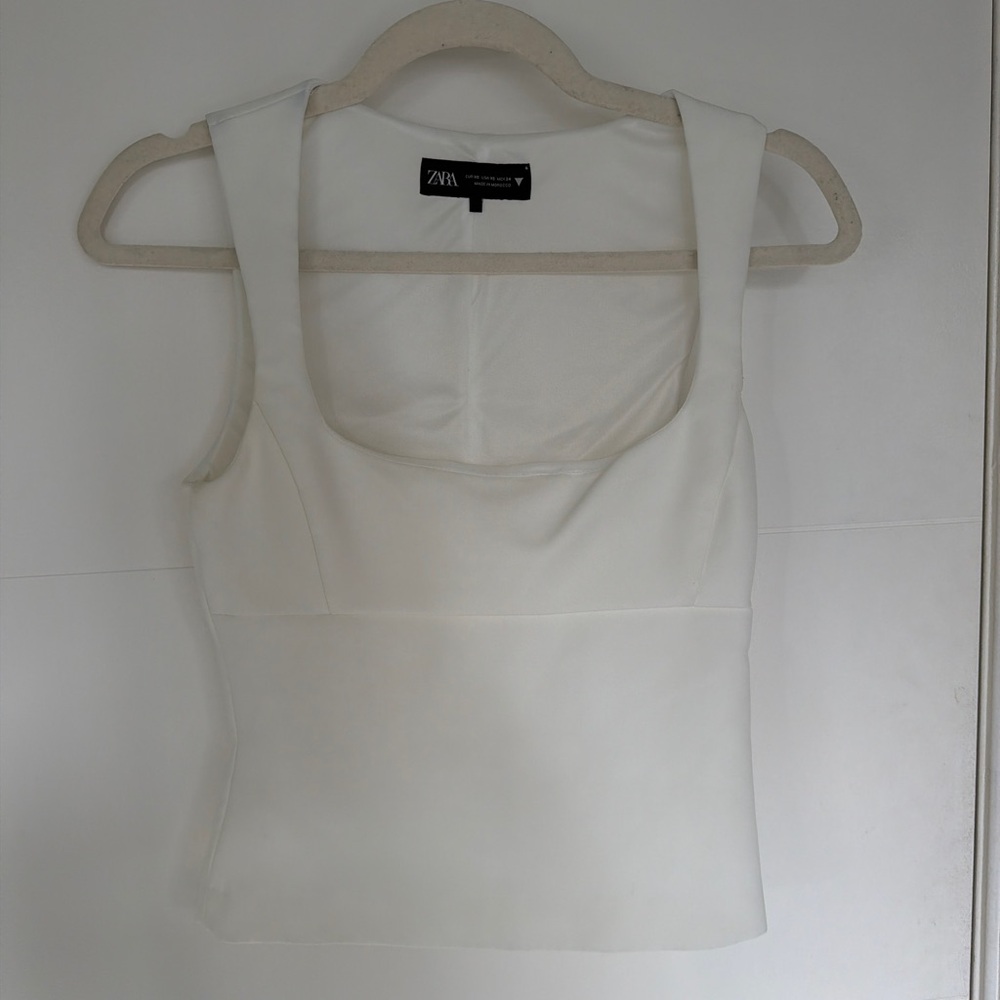 Zara Cream Square-Neck Tank Top
